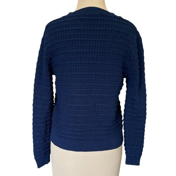 PrettyGarden Women's Knit Cardigan Crew Neck Sweater Long Sleeves Navy, Size S - Picture 5 of 9